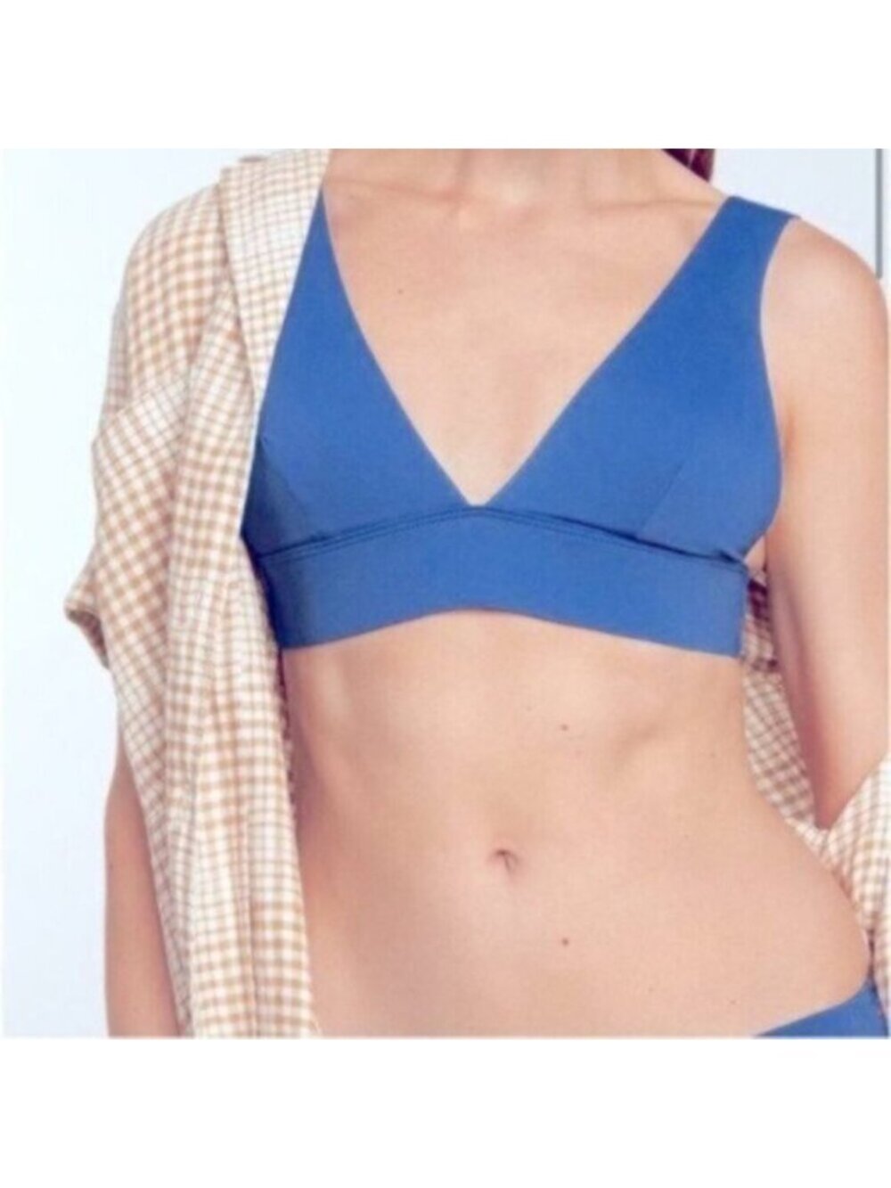 NWT Everlane Women's Blue Swimwear Triangle Tie Swim Bikini Top Size XXS